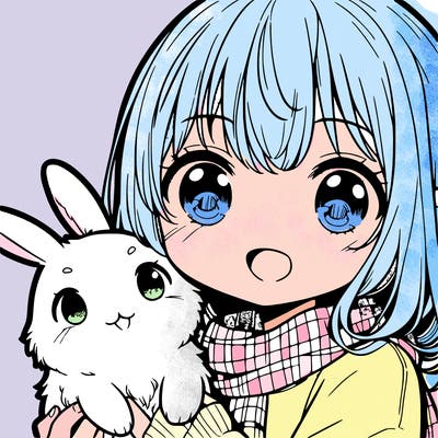 manga girl with her bunny