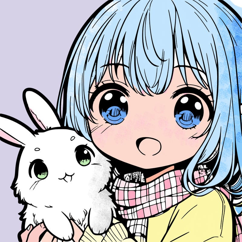 manga girl with her bunny