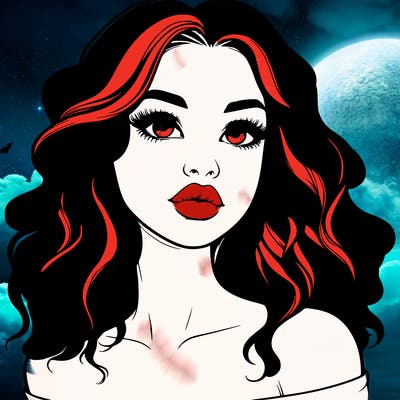 realistic girl with wavy hair and lips