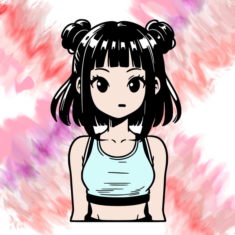 manga girl with crop top