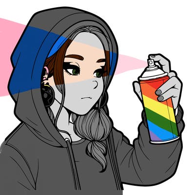 a realistic girl, spray painting