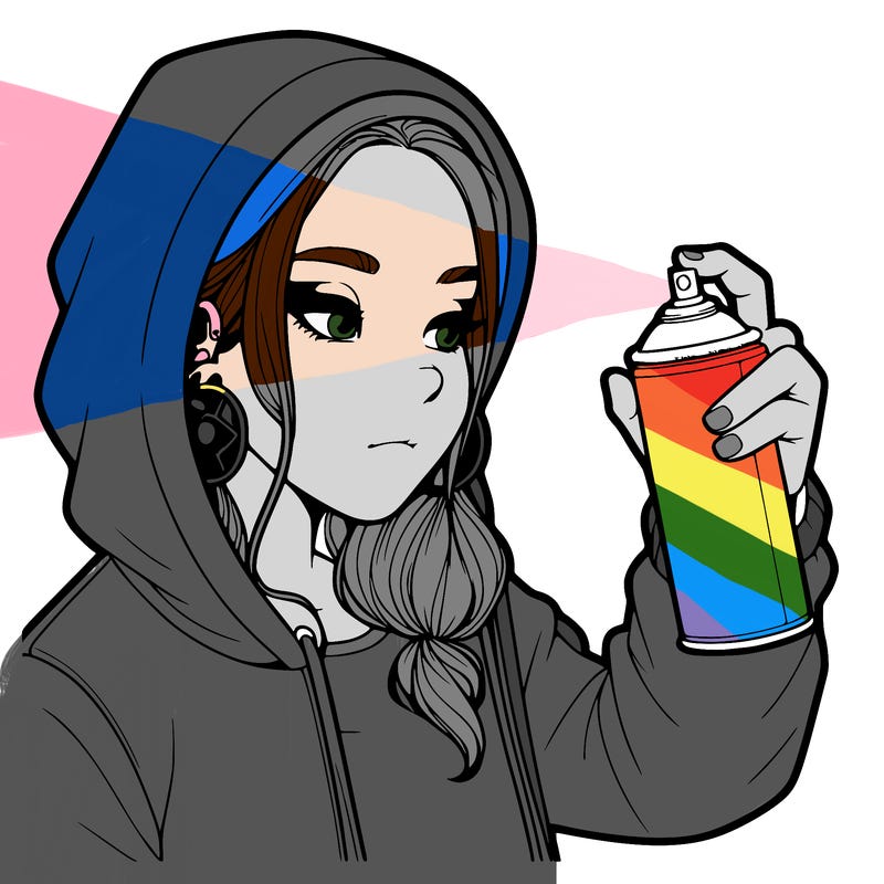 a realistic girl, spray painting