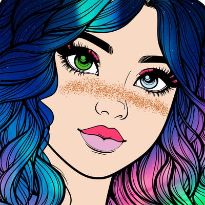 beautiful realistic girl close up to the camera with wavy hair,