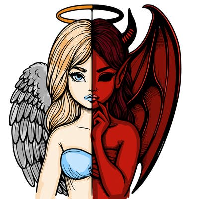 realistic angel half demon