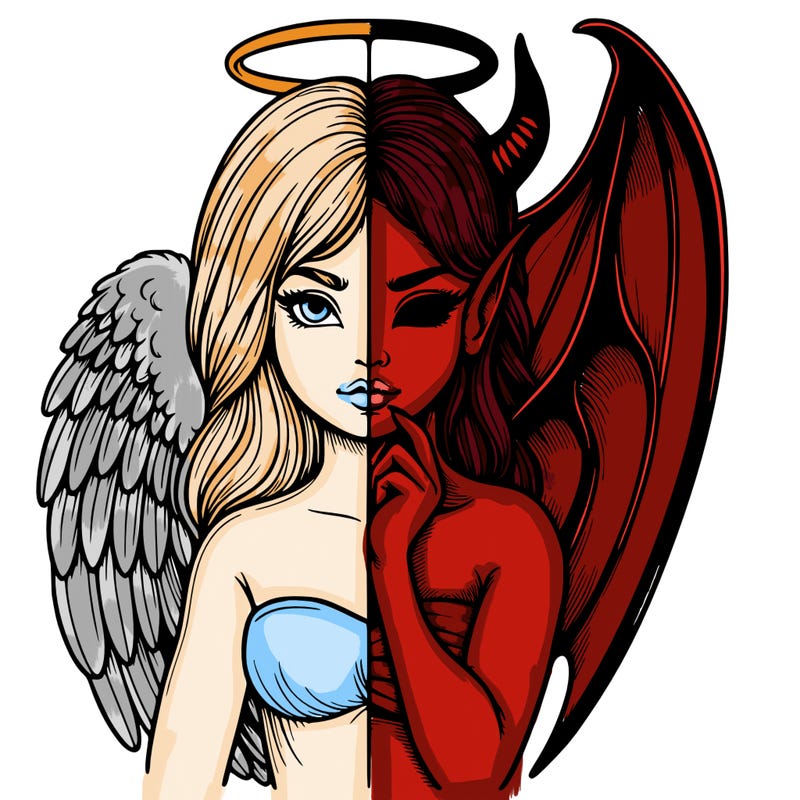 realistic angel half demon