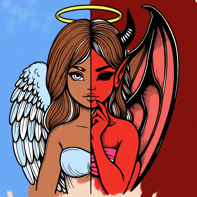 realistic angel half demon