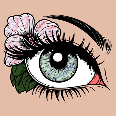 realistic eye with flower