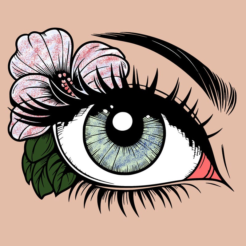 realistic eye with flower