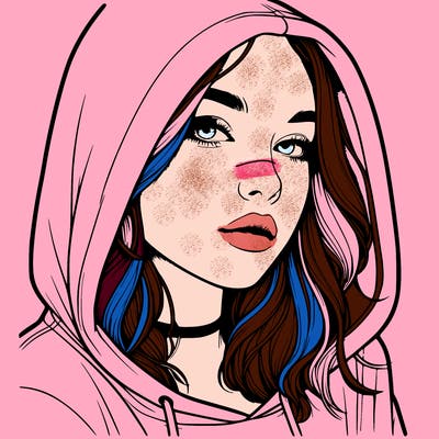 realistic girl with hood on