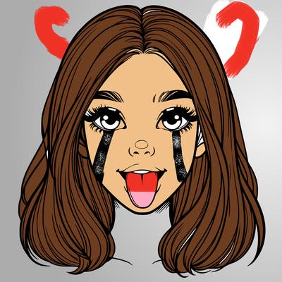 realistic girl with her tongue out