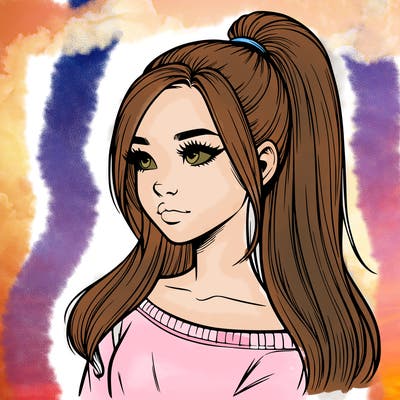 realistic girl with a high ponytail