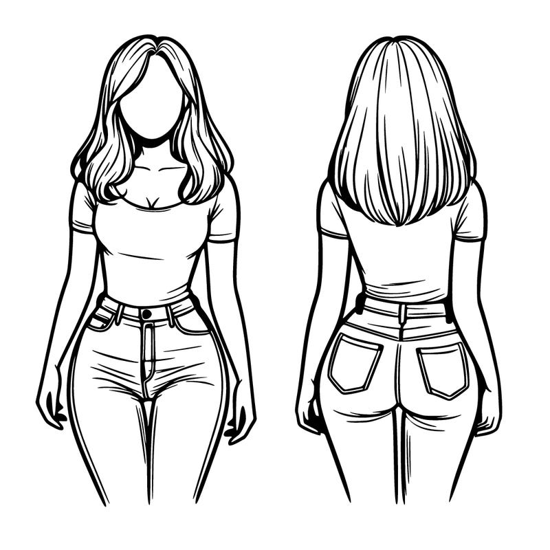 faceless woman wearing jeans