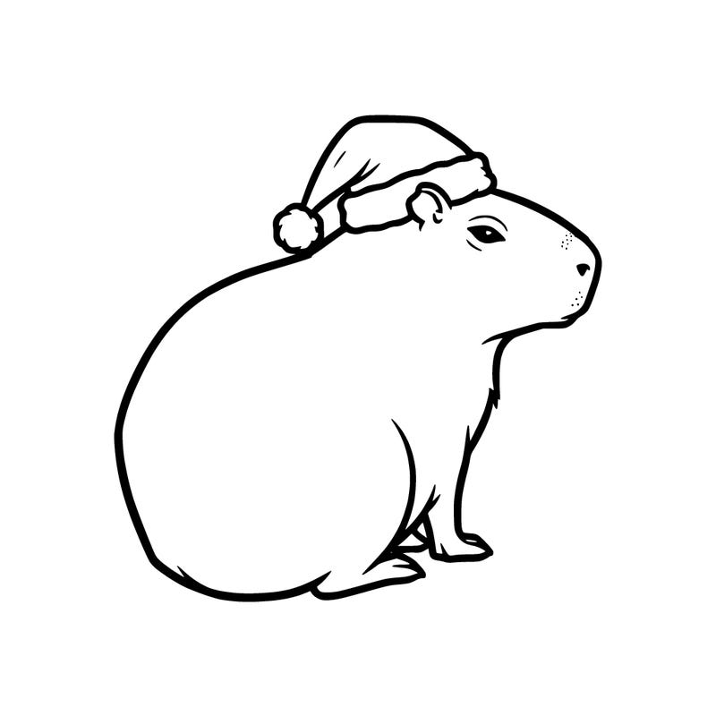 a capybara wearing a santa hat