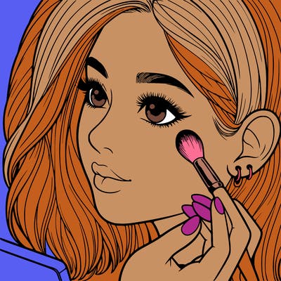 a realistic girl doing her makeup