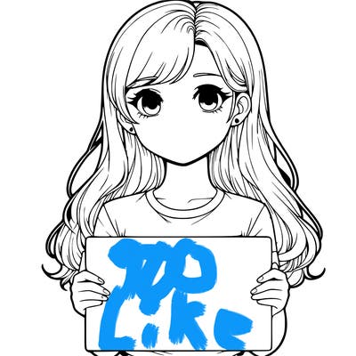 realistic girl holding a sign