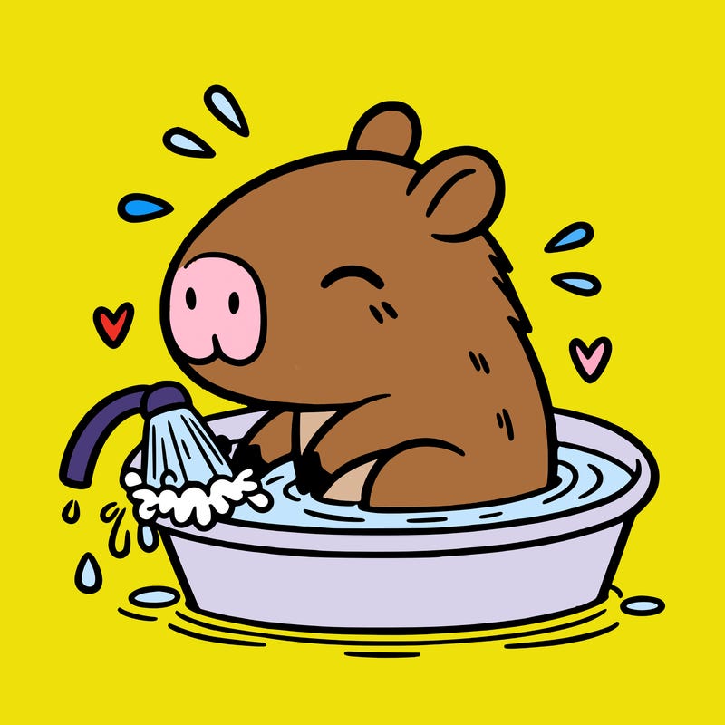 capybara taking a bath