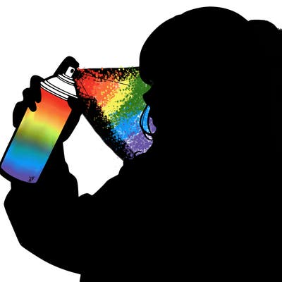 a realistic girl spray, painting