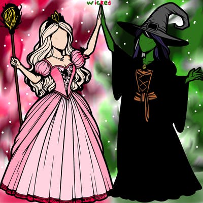 detailed realistic split of a princess and a witch
