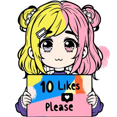 a girl with a sign saying 10 likes please