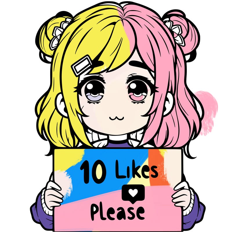 a girl with a sign saying 10 likes please