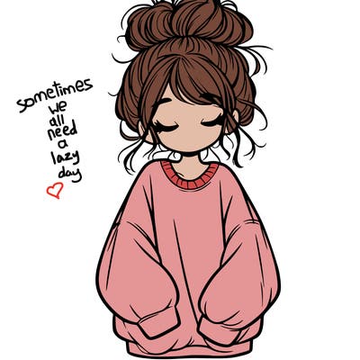 girl with baggy sweatshirt and messy bun