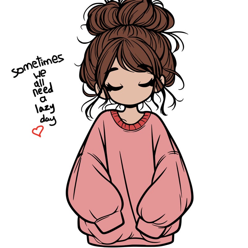 girl with baggy sweatshirt and messy bun