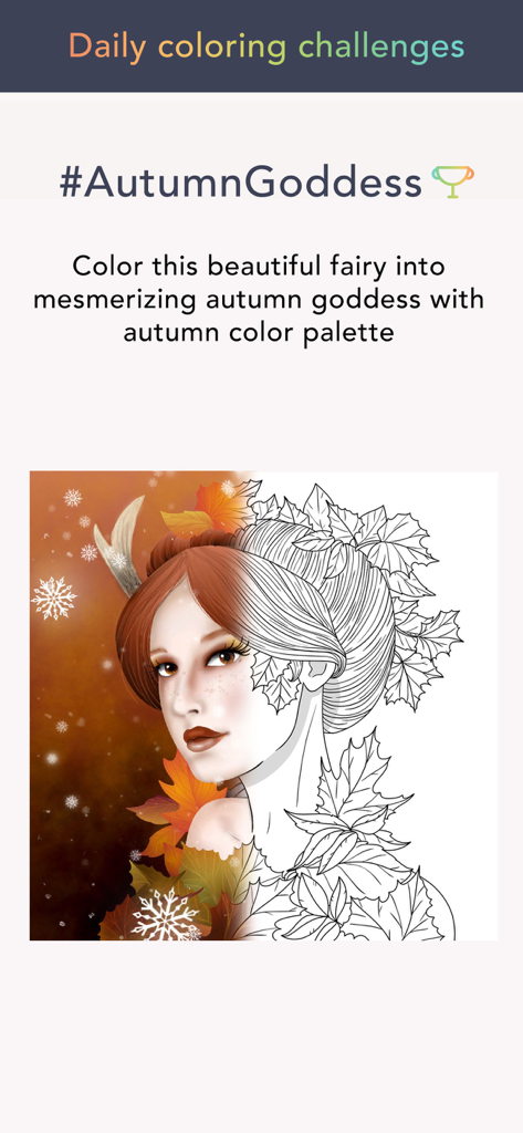 Color Therapy Coloring Number - Daily autumn goddess coloring challenge in the Color Therapy app