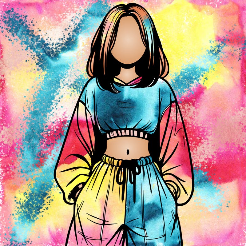 realistic girl faceless with baggy pants and a crop top