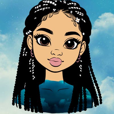 a realistic black girl with braids