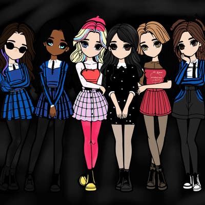 a group of girls realistic