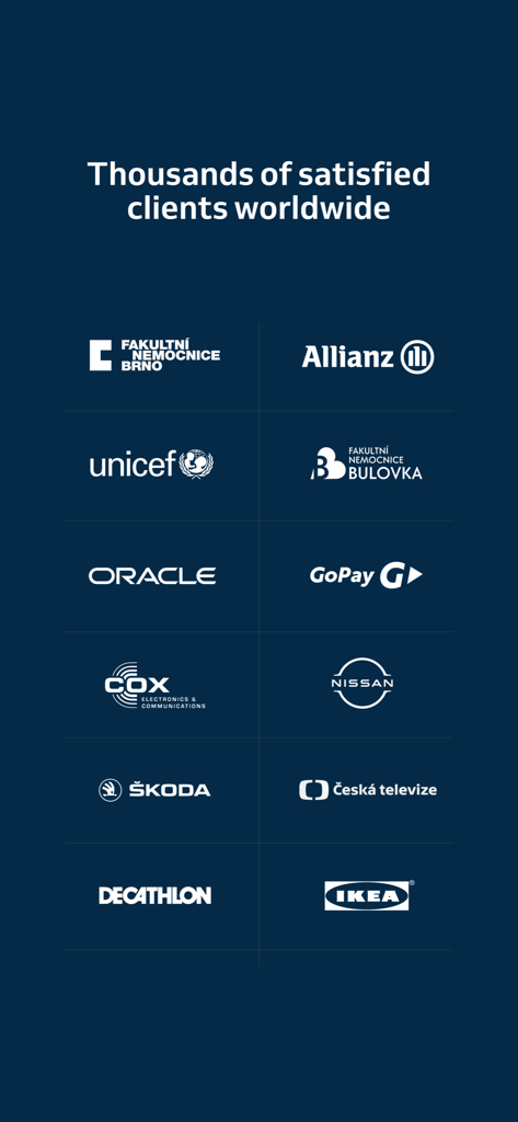 Logos de grandes marques mondiales comme IKEA, Nissan et UNICEF qui utilisent Reservio Business pour la planification.