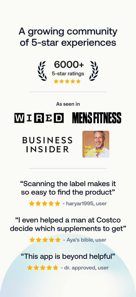 SuppCo app ratings and reviews featuring Wired and Business Insider logos