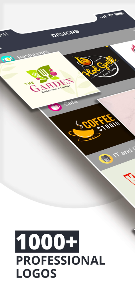 Ace Logo Maker - Ace Logo Maker App-Oberfläche, die professionelle Logo-Designs für Restaurants und Cafés zeigt