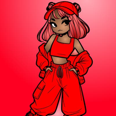 girl in crop top and baggy pants