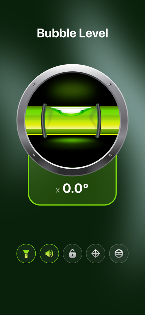 Digital spirit level tool on a smartphone showing zero degree alignment