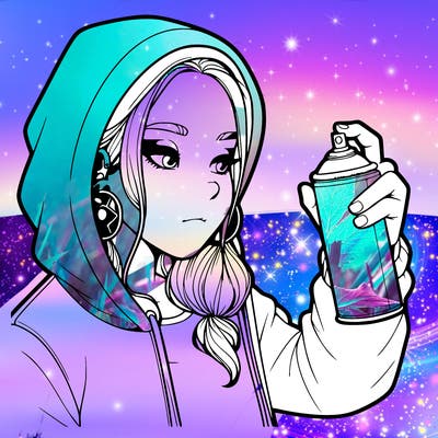 a realistic girl, spray painting