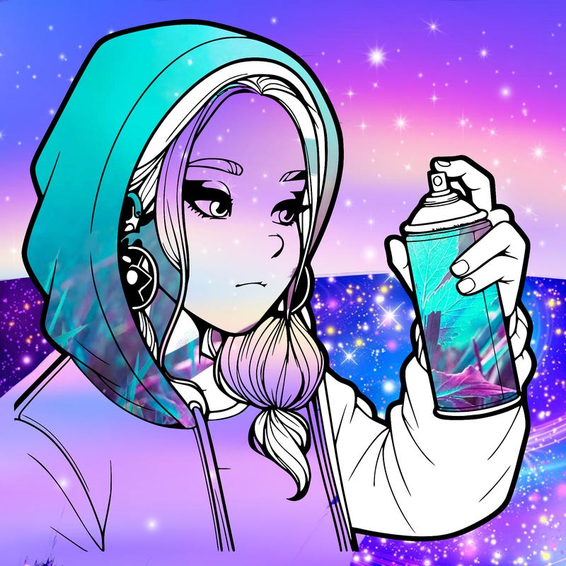 a realistic girl, spray painting