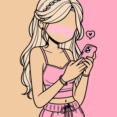 girl with crop top texting on her phone