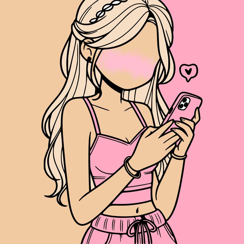 girl with crop top texting on her phone