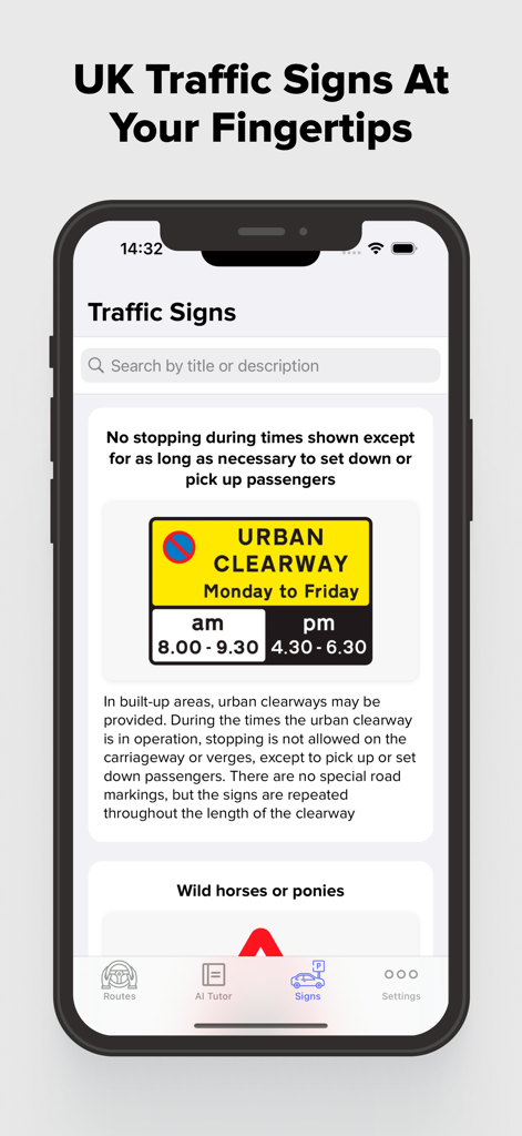 Driving Theory Test Prep 2025 - Módulo de aprendizaje de señales de tráfico del Reino Unido con explicación de la señal de vía urbana despejada.
