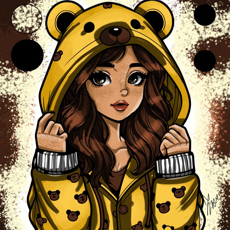 realistic girl in a animal pjs hoodie