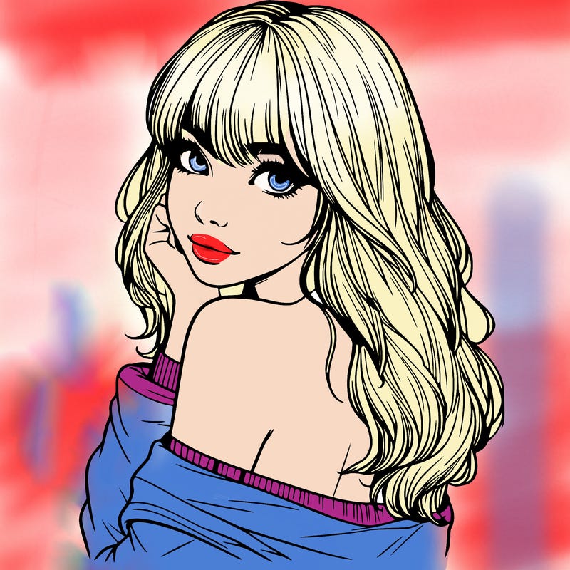 realistic girl with bangs looking over her shoulder