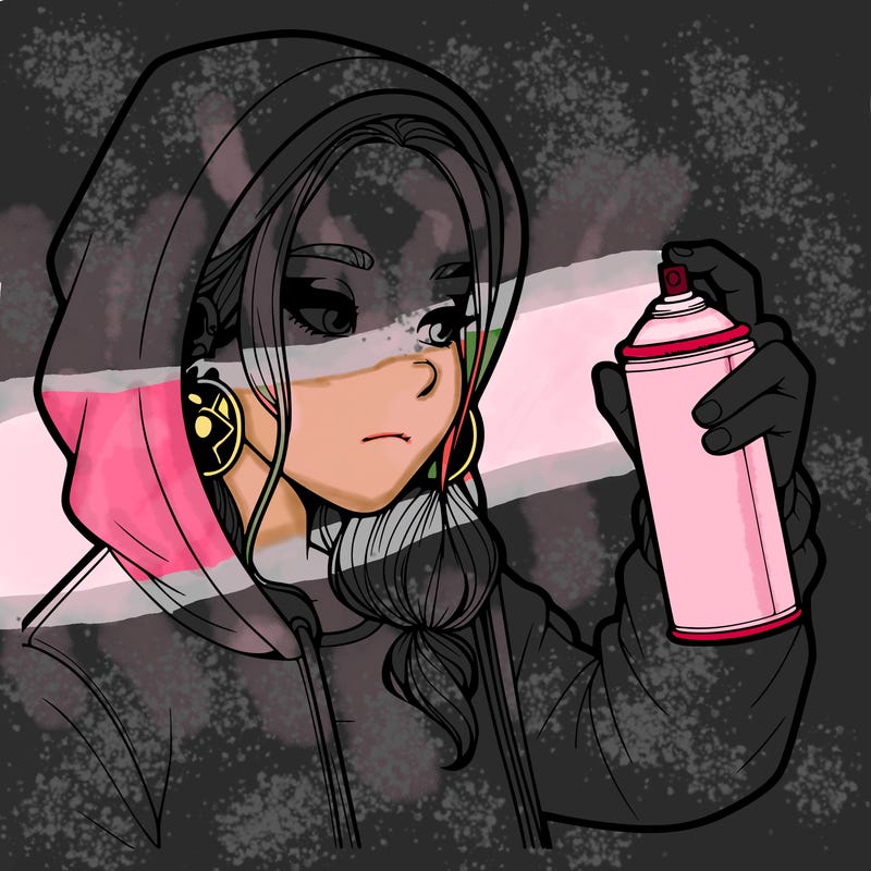 a realistic girl, spray painting
