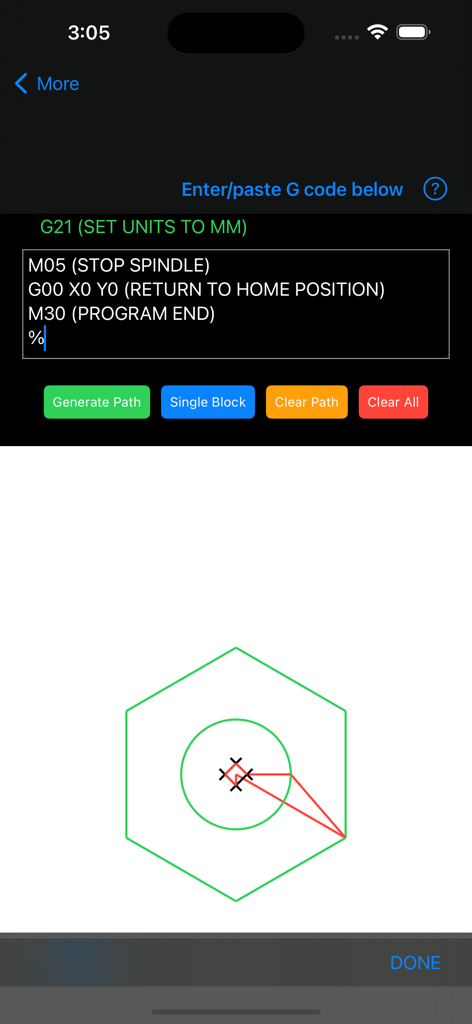 G code milling tool path simulation for CNC machining