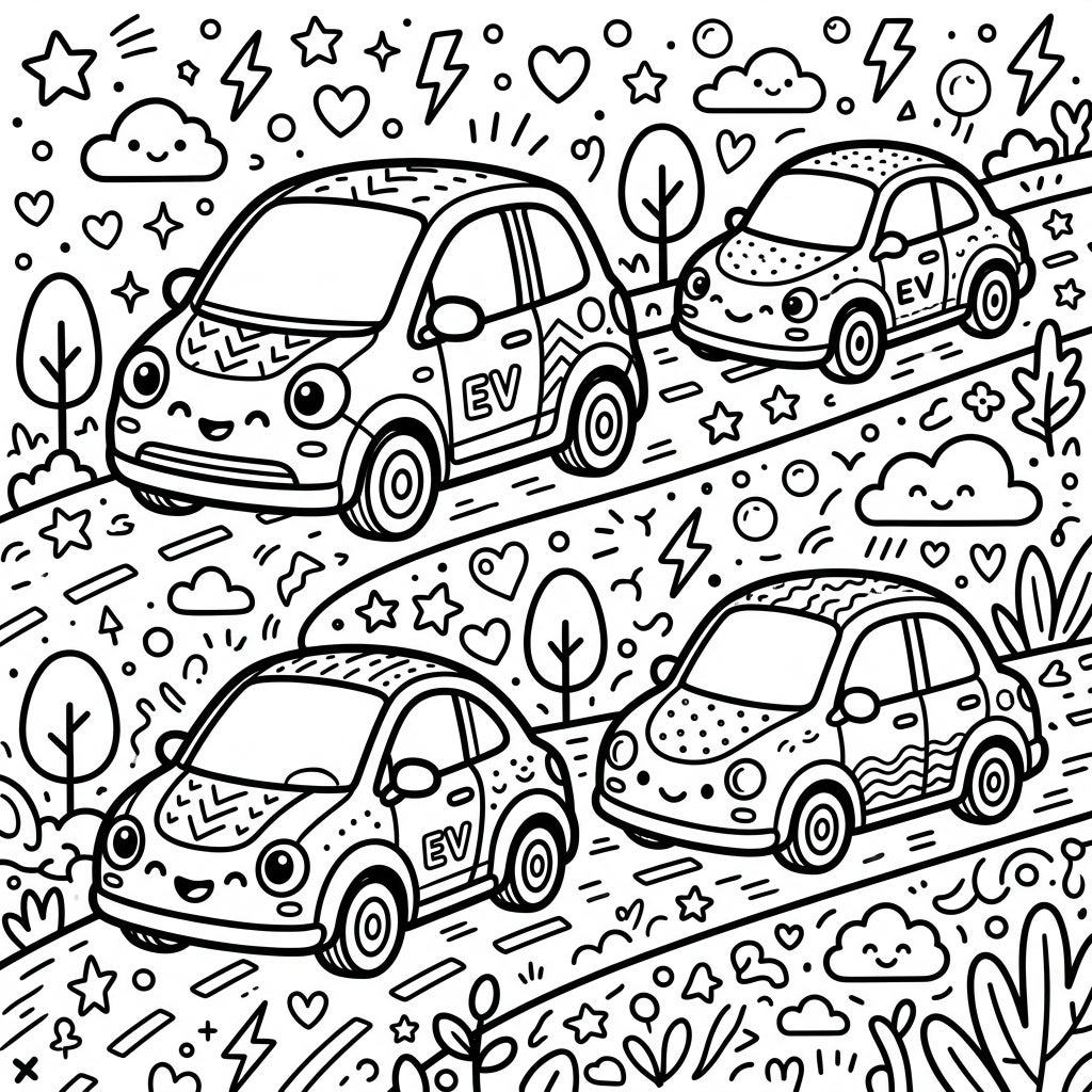 10 Electric Cars Coloring Pages - Free Printable Sheets — Color Pop