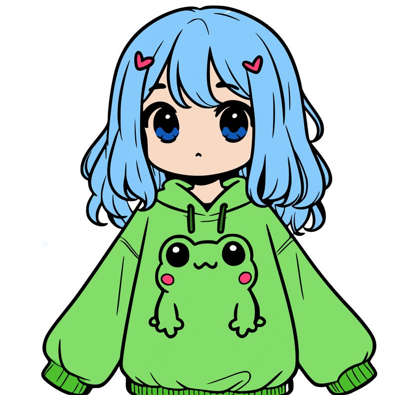 girl wearing frogging sweatshirt