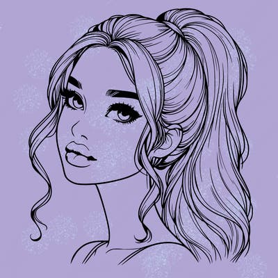 realistic girl with a ponytail on her hair and lips