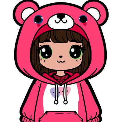 girl wearing bear hoodie