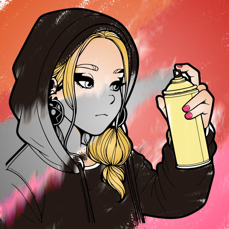 a realistic girl, spray painting
