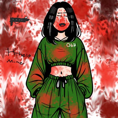 realistic girl faceless with baggy pants and a crop top